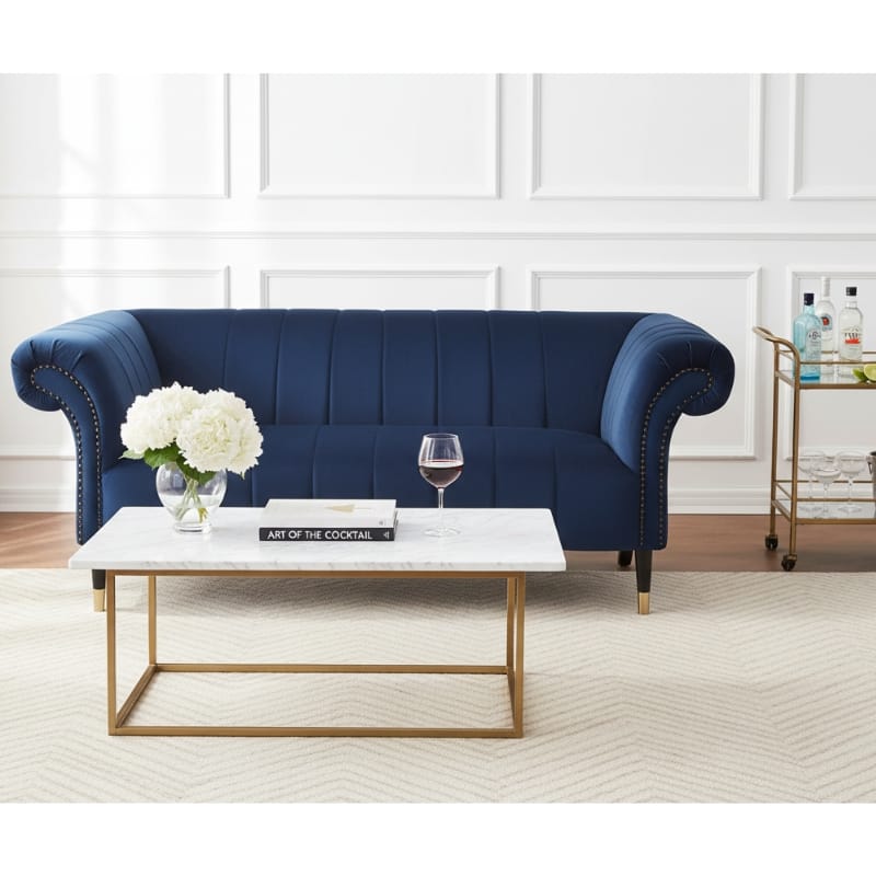 Sofa Siena Two-Seat Sofa – Midnight Blue Velvet Chesterfield