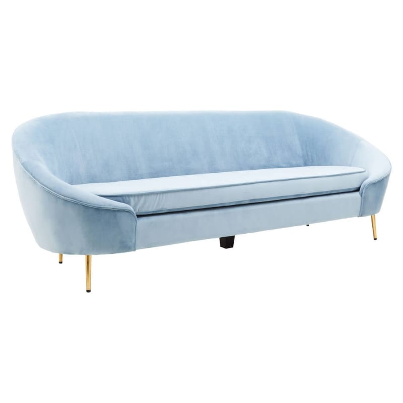 Sofa Yasmeen 3 Seat Aqua Blue Velvet Sofa