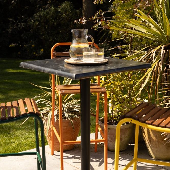 Alcantara Black Café Bar Table Range