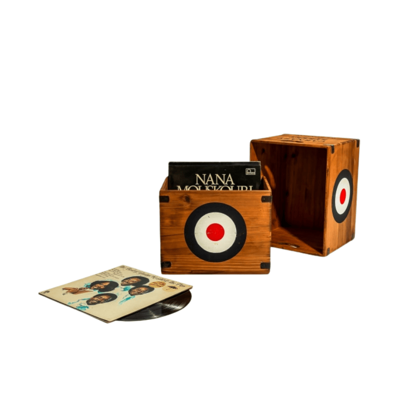 Storage Boxes Set of 2 Antiqued Wooden "Carnaby Street" LP Record Storage Boxes