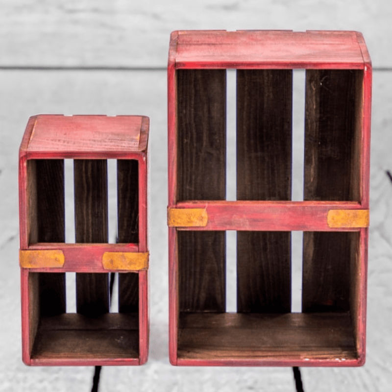 Storage Boxes Set of 4 Antiqued Wooden Cola Storage Boxes