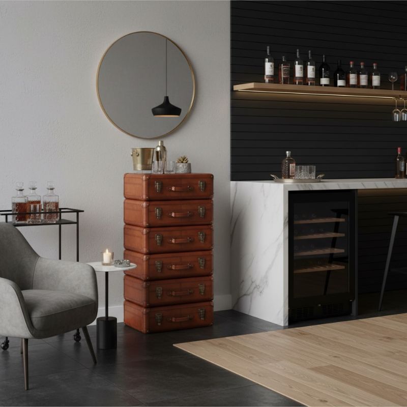 Storage Cabinet Handcrafted 6 Drawer Tall Boy – Cognac
