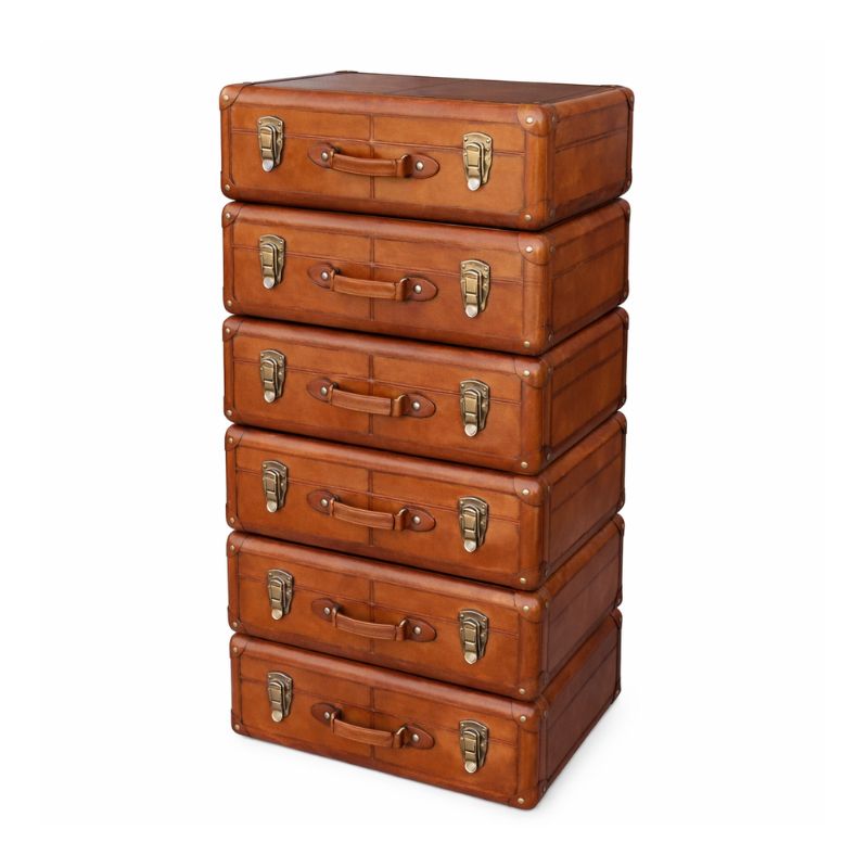 Storage Cabinet Handcrafted 6 Drawer Tall Boy – Cognac