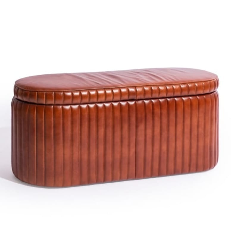 Storage Trunk Ridge Vintage Ribbed Leather Storage Trunk