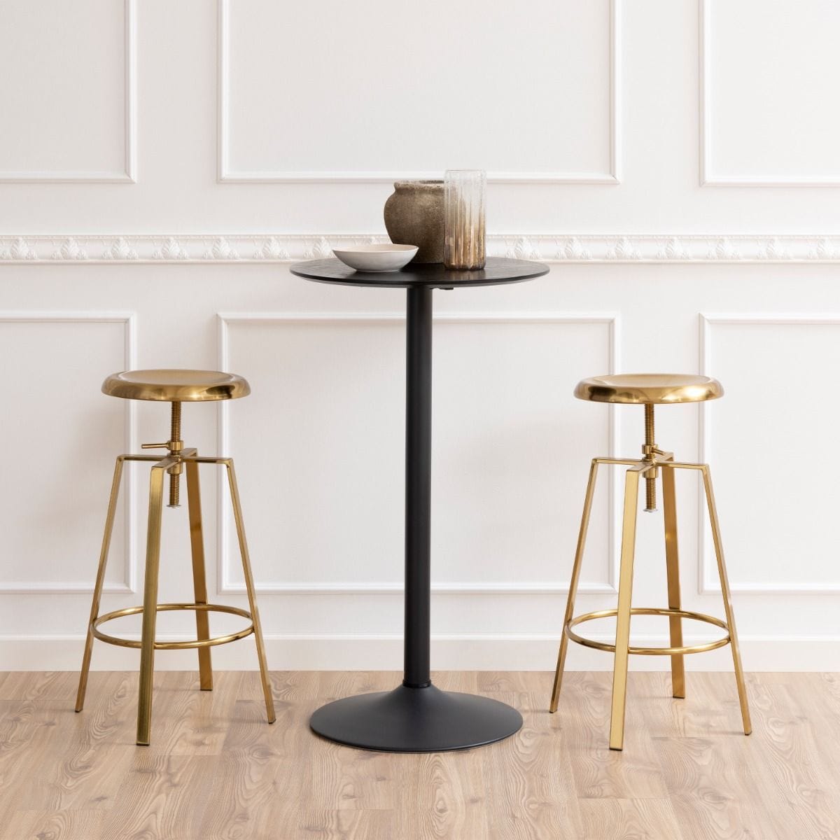 Table Ibiza Tall Round Bar Table with Black Ash Top and Matt Black Base