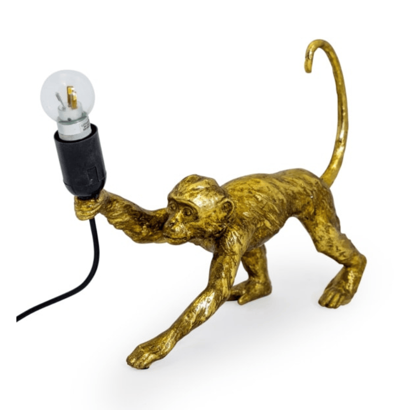 Table Lamp Antique Gold Crawling Monkey Table Lamp