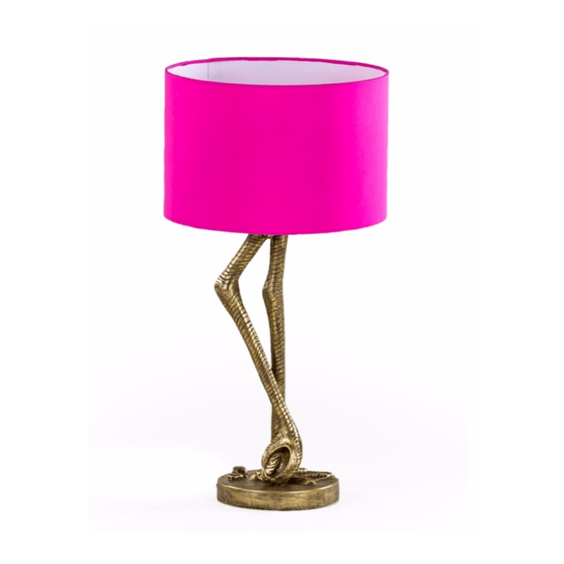 Table Lamp Antique Gold Flamingo Leg Table Lamp with Pink Shade