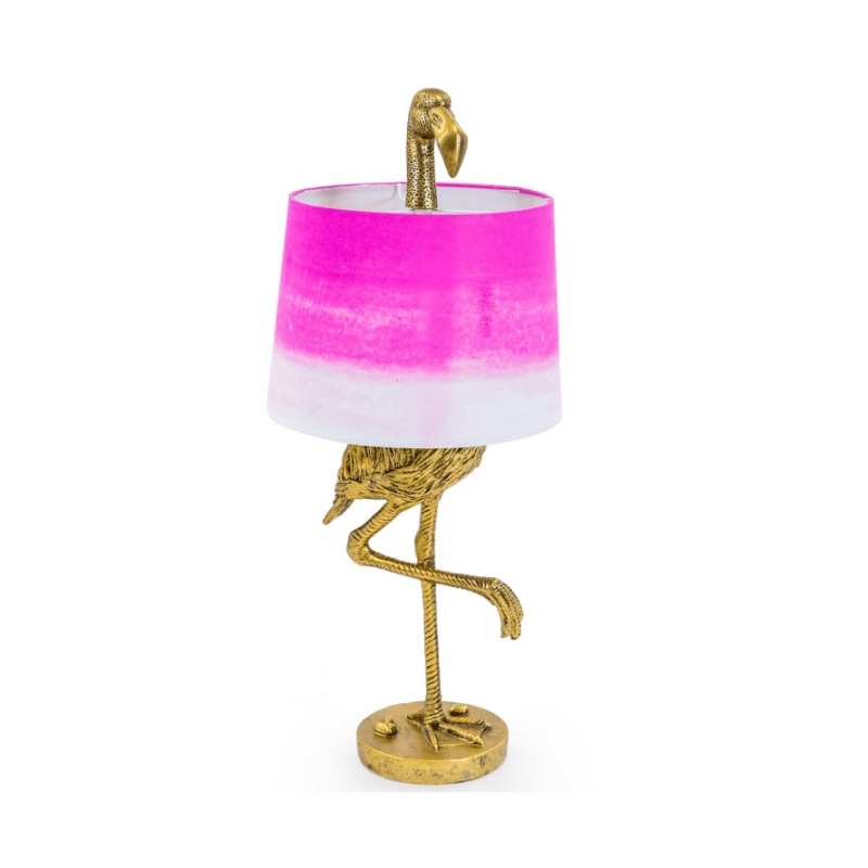 Table Lamp Antique Gold Flamingo Table Lamp with Pink & White Shade