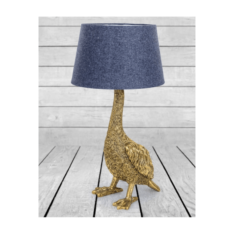 Table Lamp Antique Gold Goose Table Lamp with Grey Shade