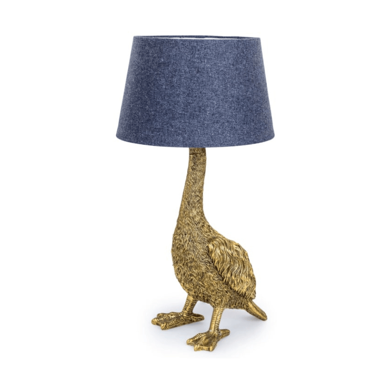 Table Lamp Antique Gold Goose Table Lamp with Grey Shade
