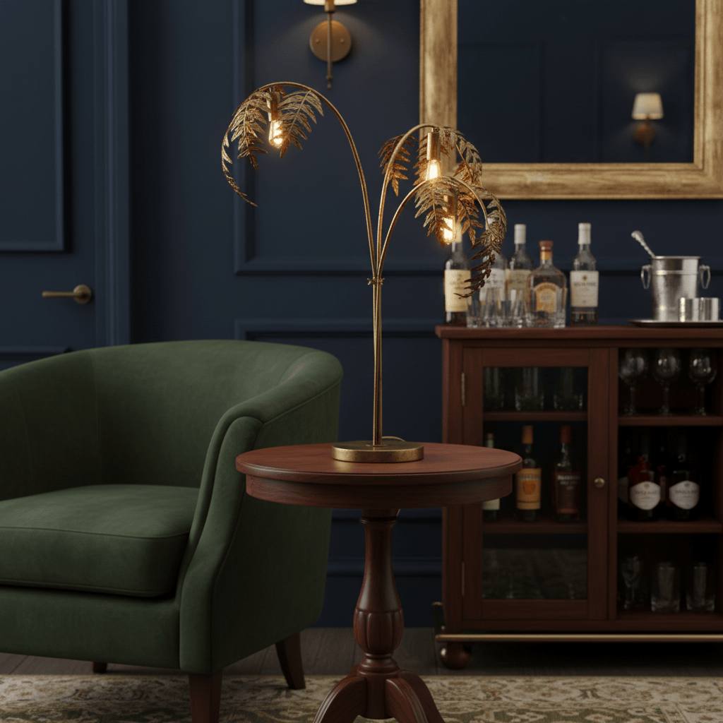 Table Lamp Antique Gold Palm Leaf Table Lamp