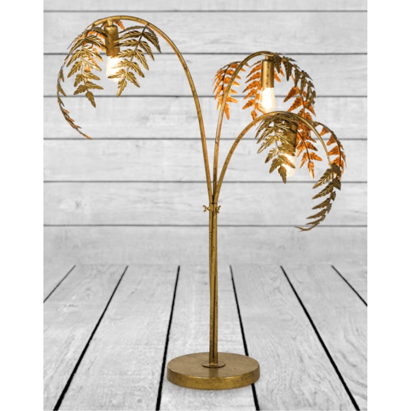 Table Lamp Antique Gold Palm Leaf Table Lamp