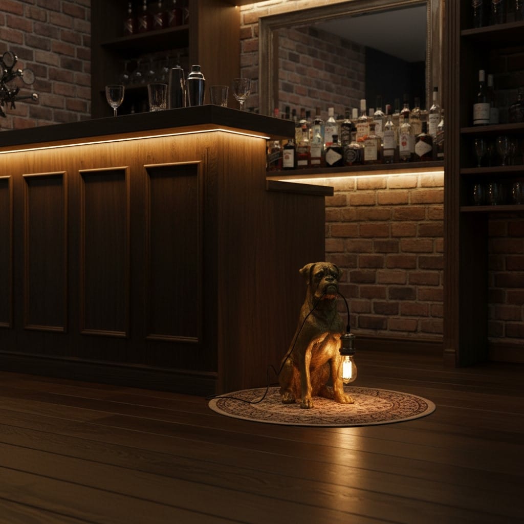 Table Lamp Antique Gold Sitting Boxer Dog Table Lamp