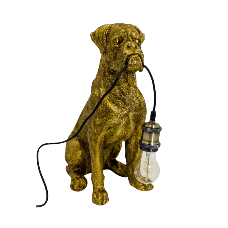Table Lamp Antique Gold Sitting Boxer Dog Table Lamp