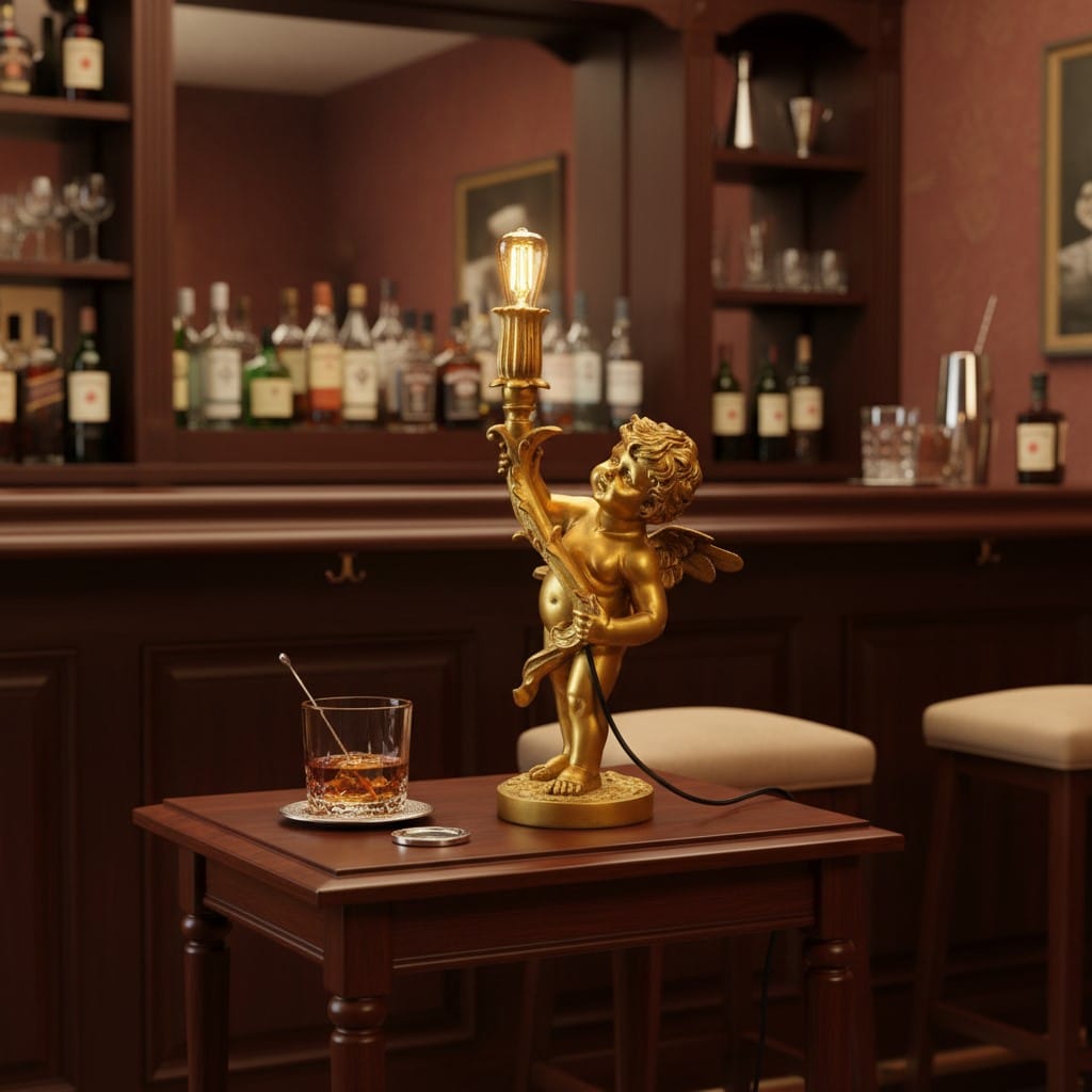 Table Lamp Antique Gold Standing Cherub Table Lamp