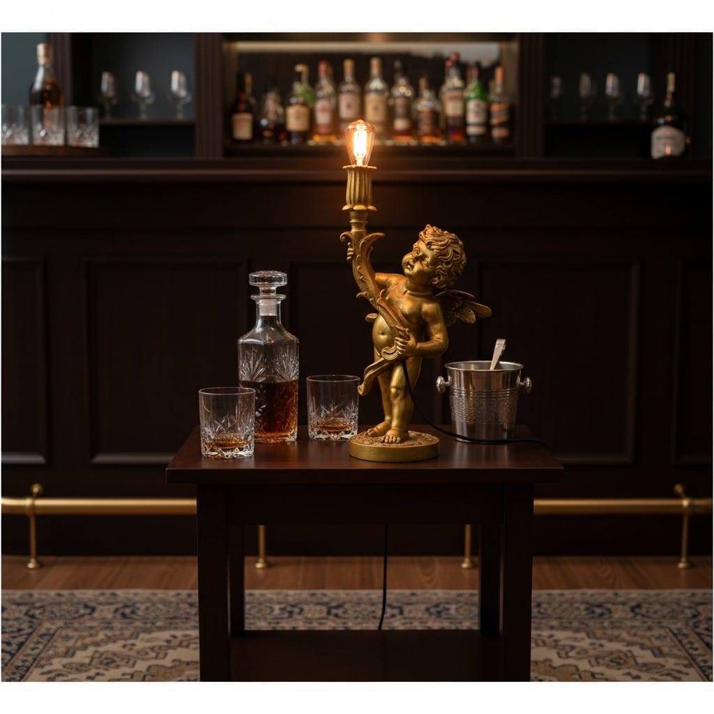 Table Lamp Antique Gold Standing Cherub Table Lamp