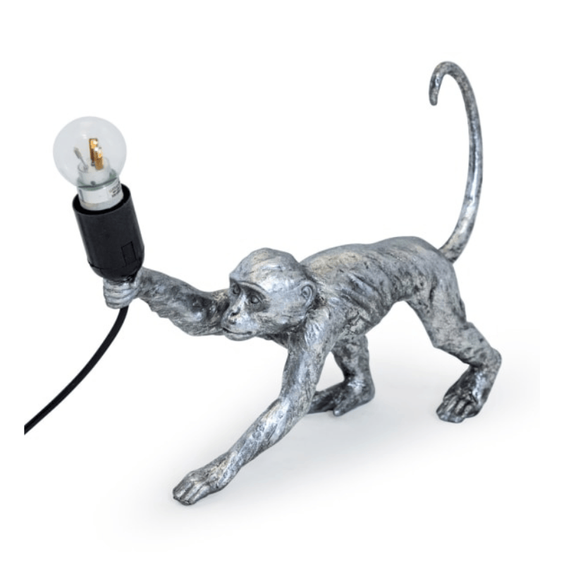 Table Lamp Antique Silver Crawling Monkey Table Lamp