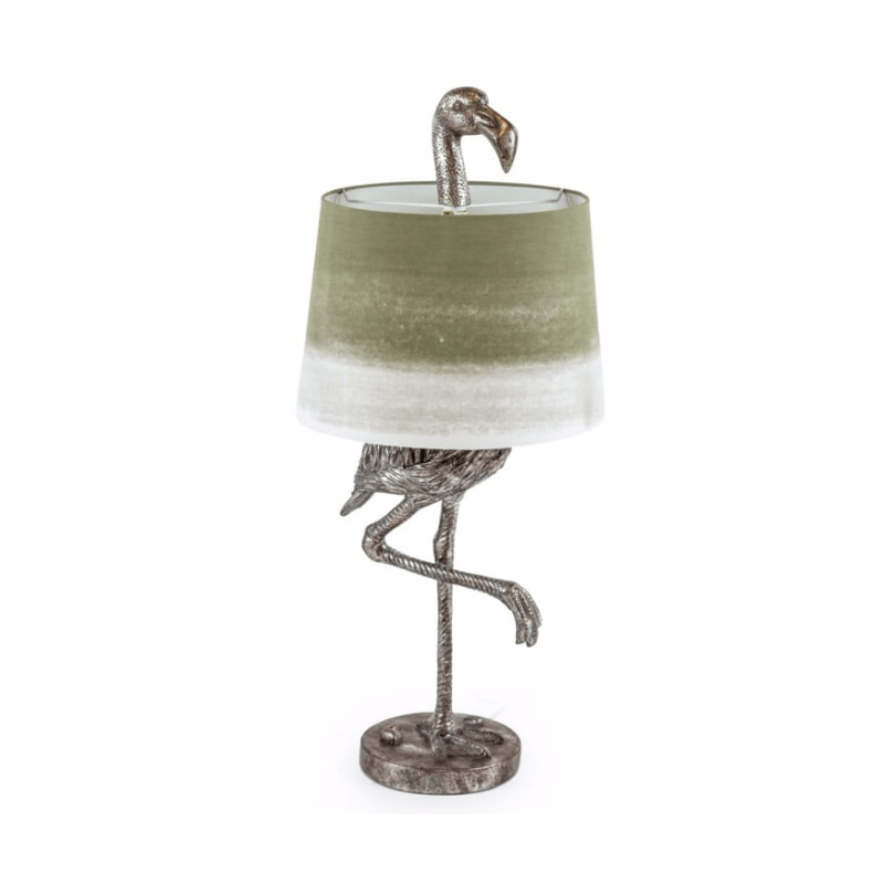 Table Lamp Antique Silver Flamingo Table Lamp with Sage Fade Shade