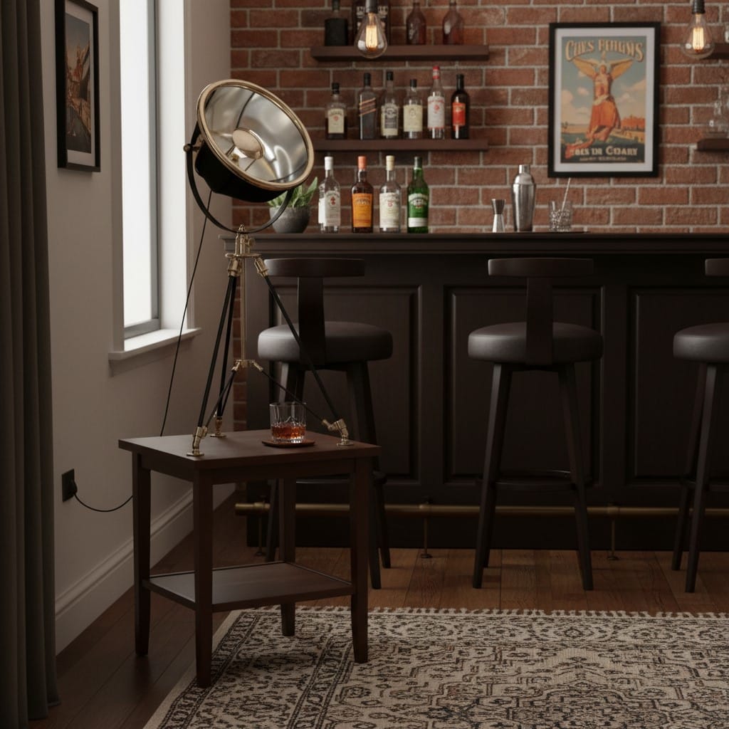 Table Lamp Black and Nickel Large Tripod Table Lamp