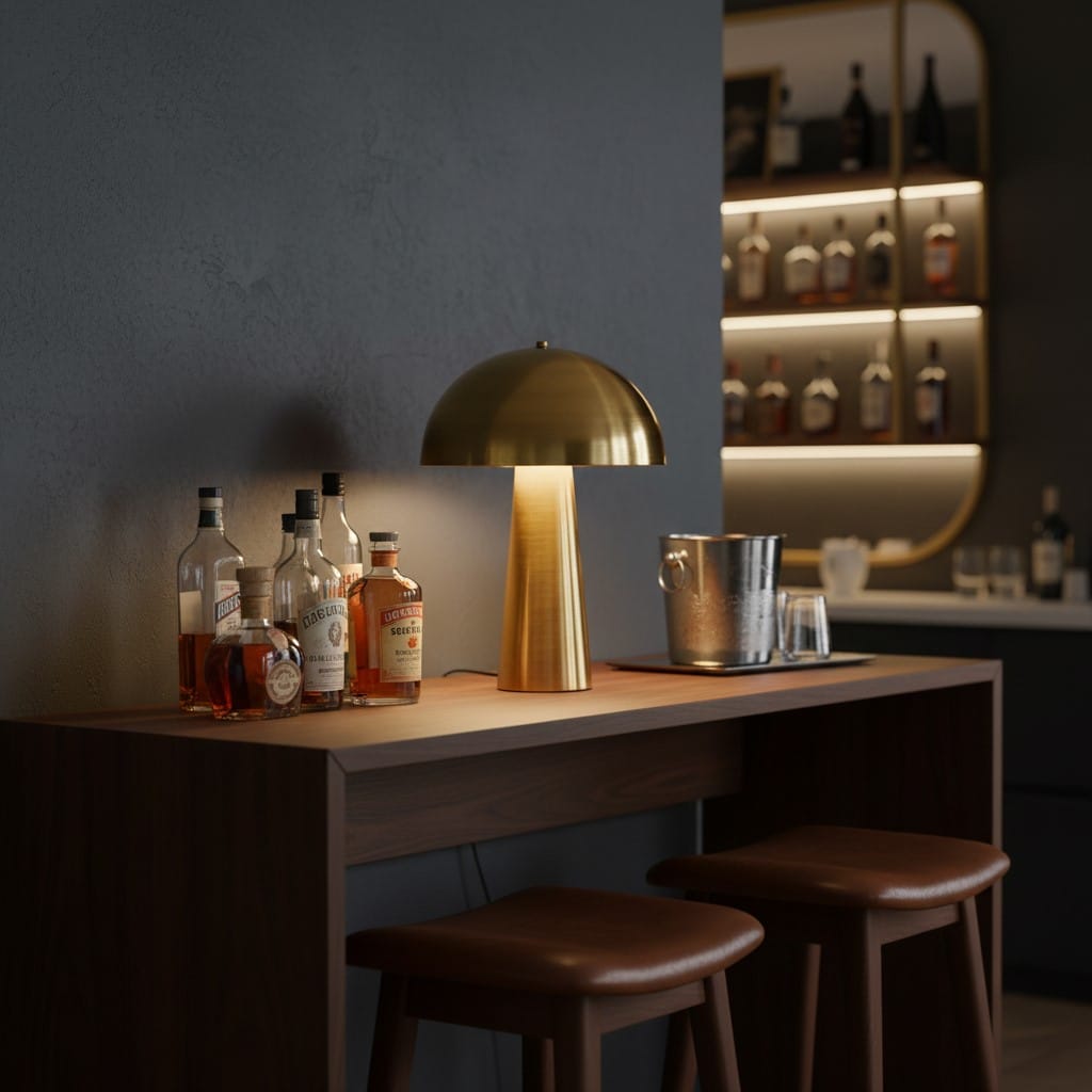 Table Lamp Brushed Brass Mushroom Table Lamp