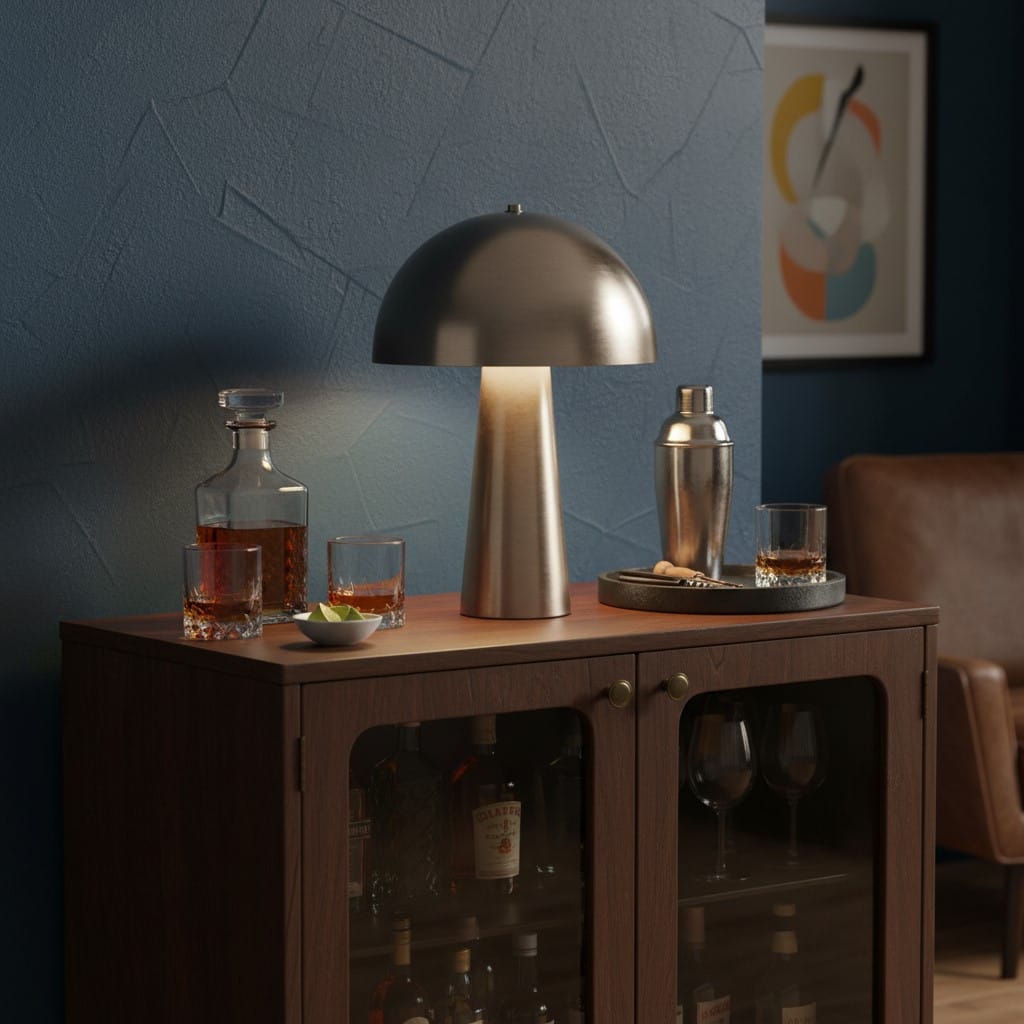 Table Lamp Brushed Steel Mushroom Table Lamp
