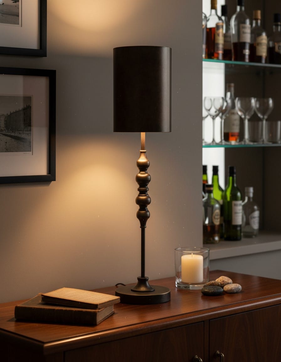 Table Lamp Industrial Metal Franklin Table Lamp w/ Tall Cylinder Shade