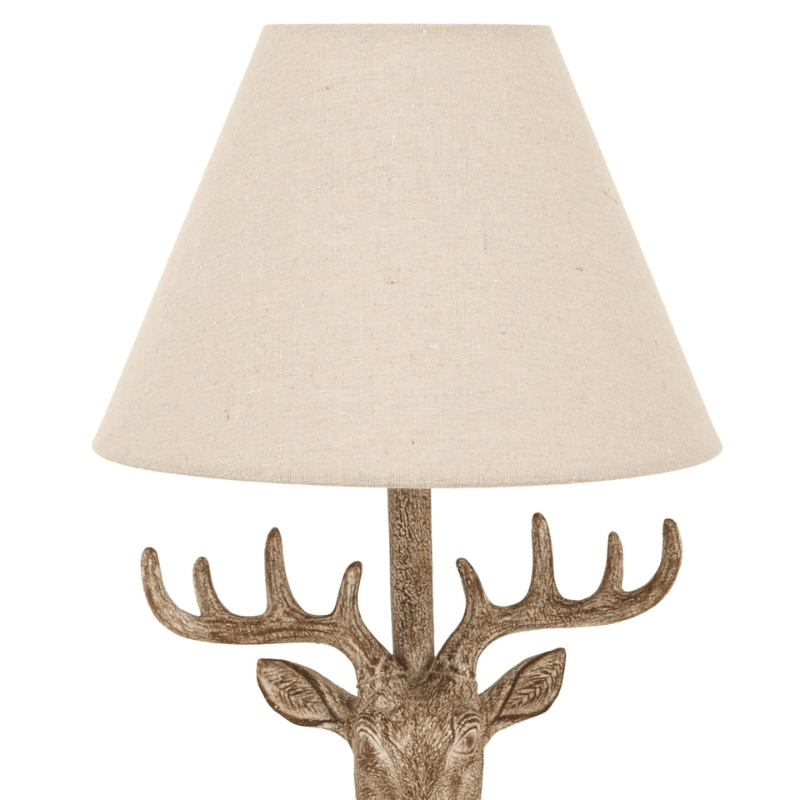 Table Lamp Stonewashed Stag Head Table Lamp With Linen Shade