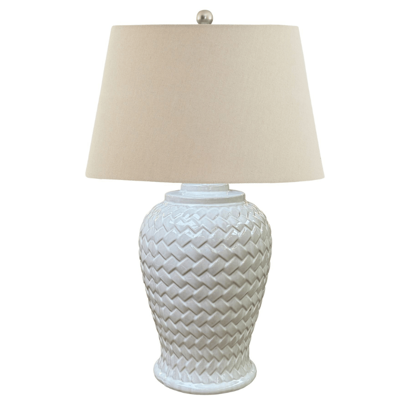 Table Lamp Woven Ceramic Table Lamp With Linen Shade
