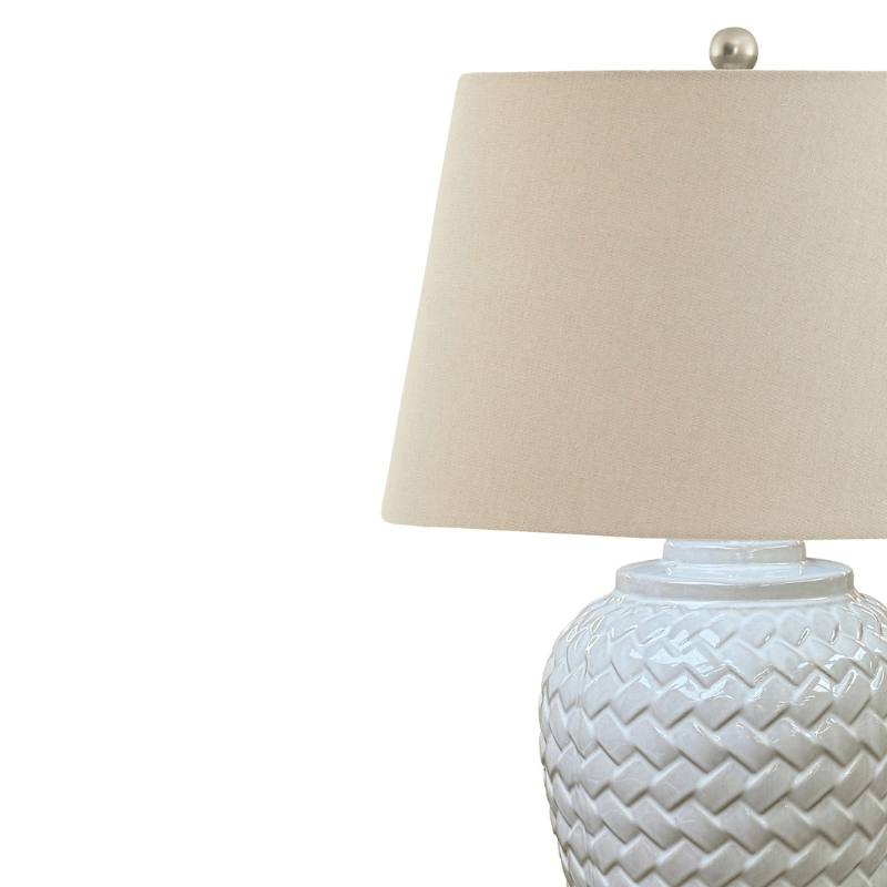 Table Lamp Woven Ceramic Table Lamp With Linen Shade
