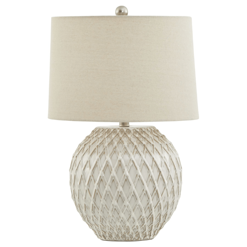 Table Lamps Lattice Ceramic Table Lamp With Linen Shade