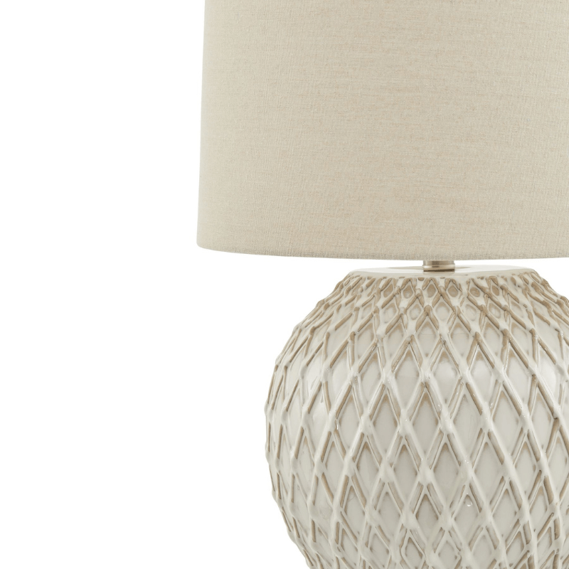 Table Lamps Lattice Ceramic Table Lamp With Linen Shade