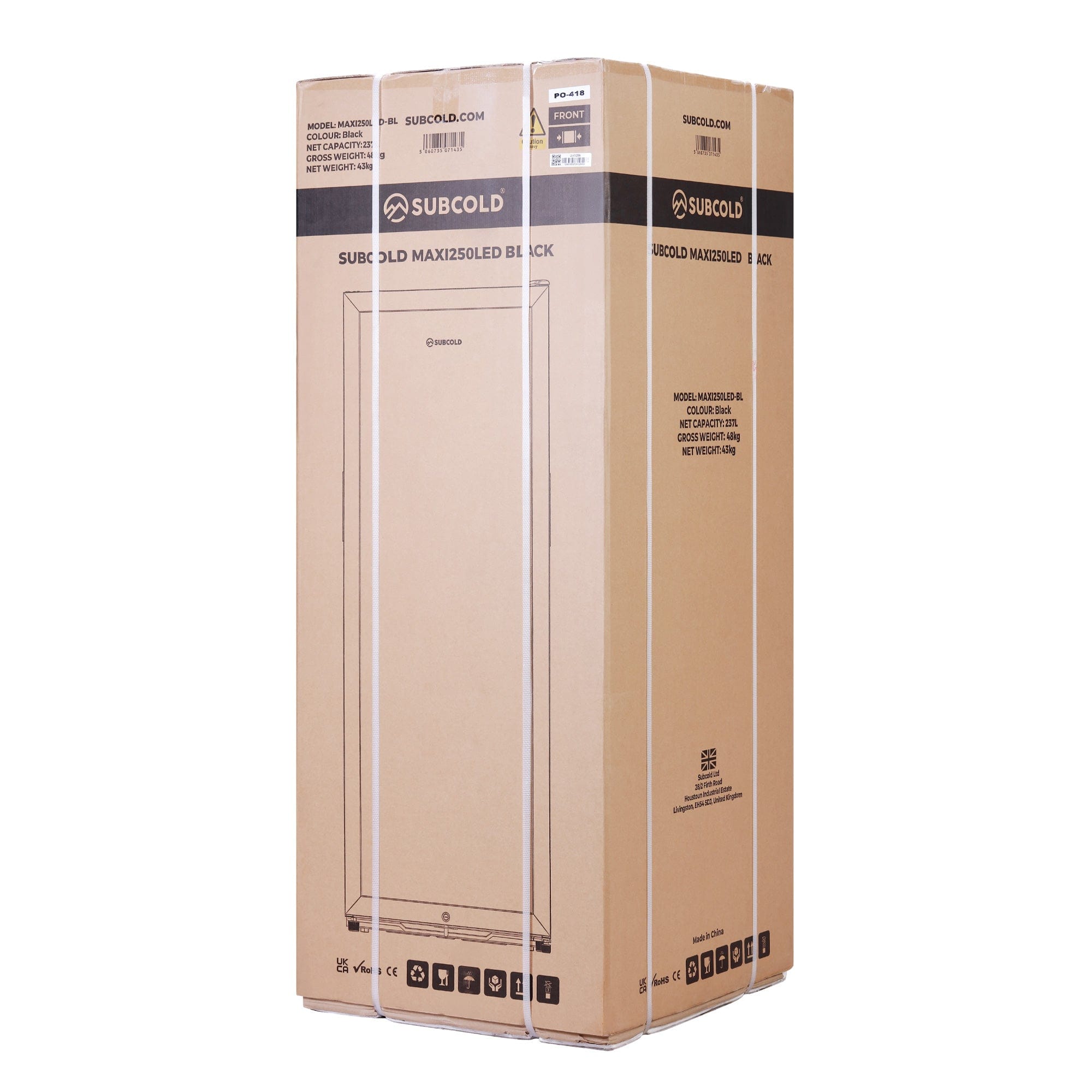 Tall Drinks Fridge Subcold Maxi250 Tall Drinks Fridge Black