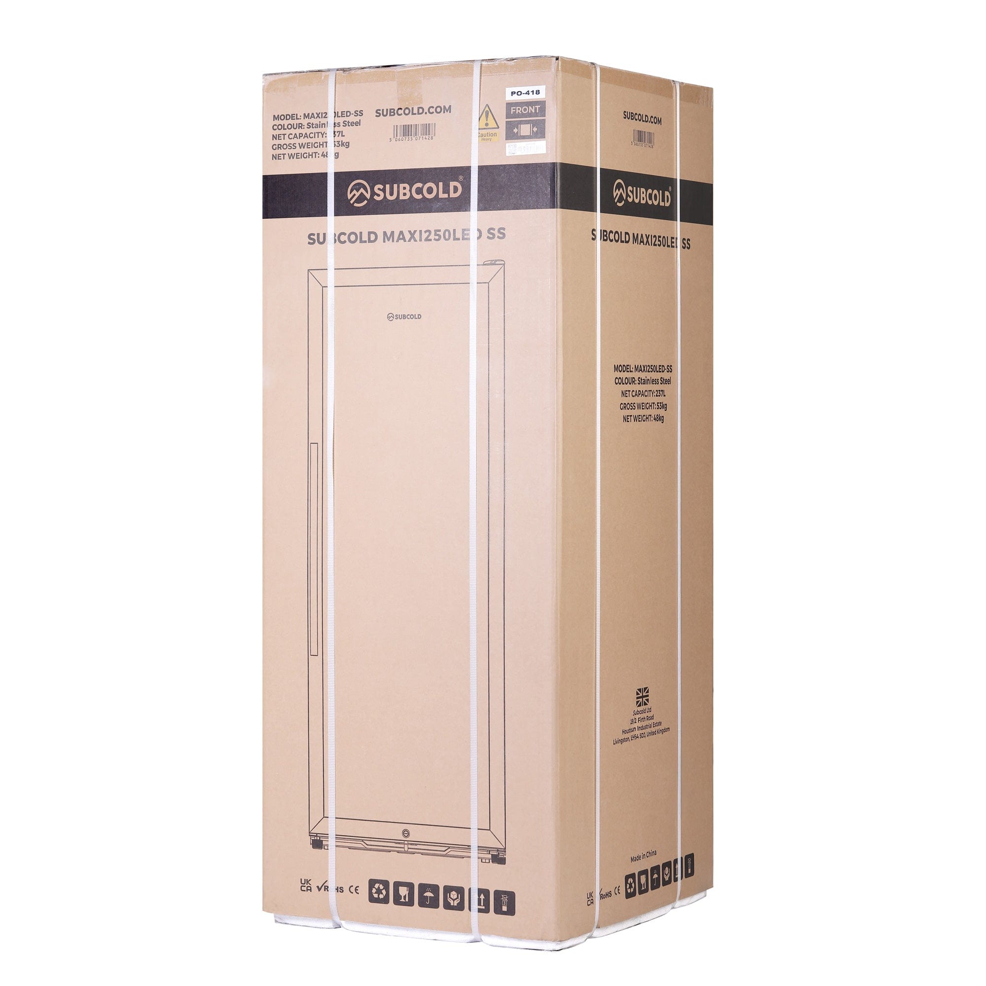 Tall Drinks Fridge Subcold Maxi250 Tall Drinks Fridge Stainless Steel