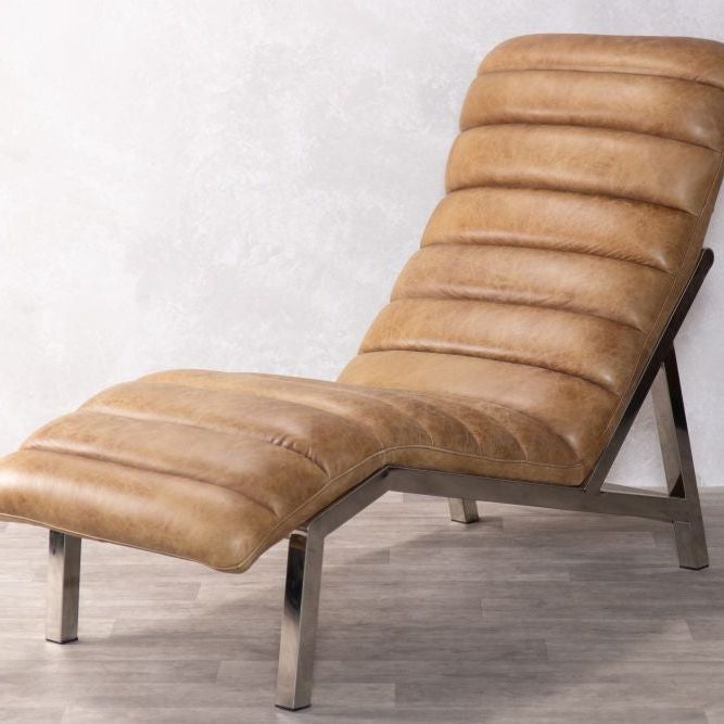 Tan Leather Chaise Longue