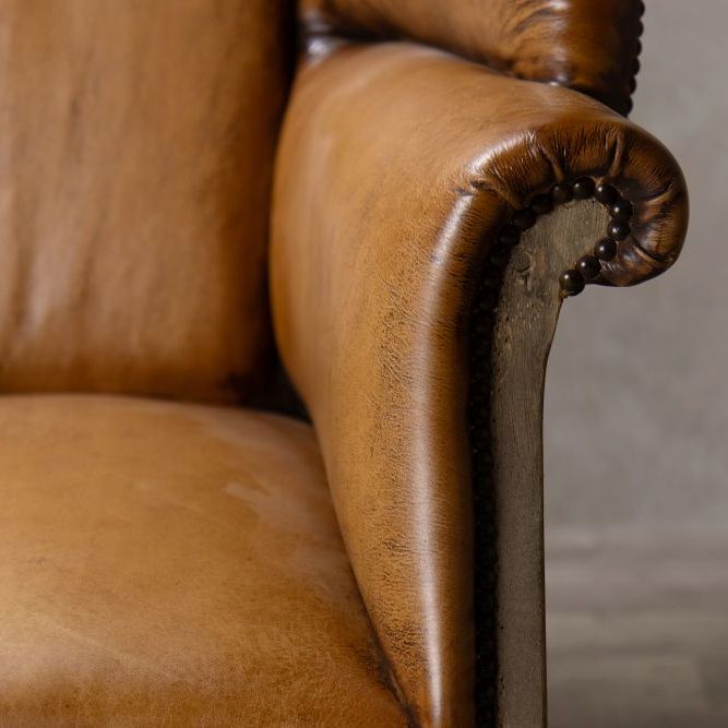 Fairmont Leather Wingback Chair - Tan