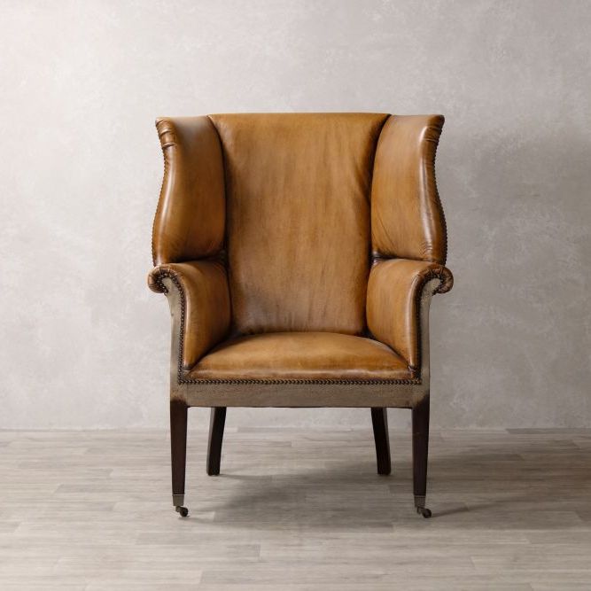 Fairmont Leather Wingback Chair - Tan