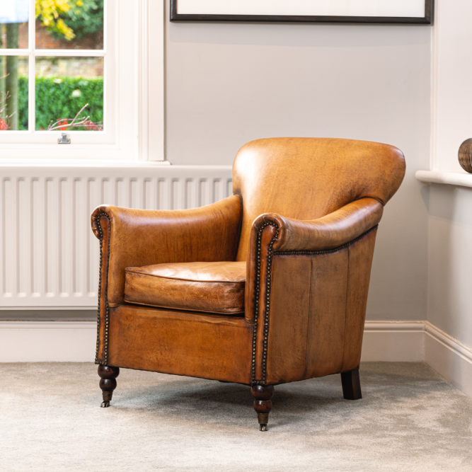 Lansdowne Vintage Style Tan Leather Armchair