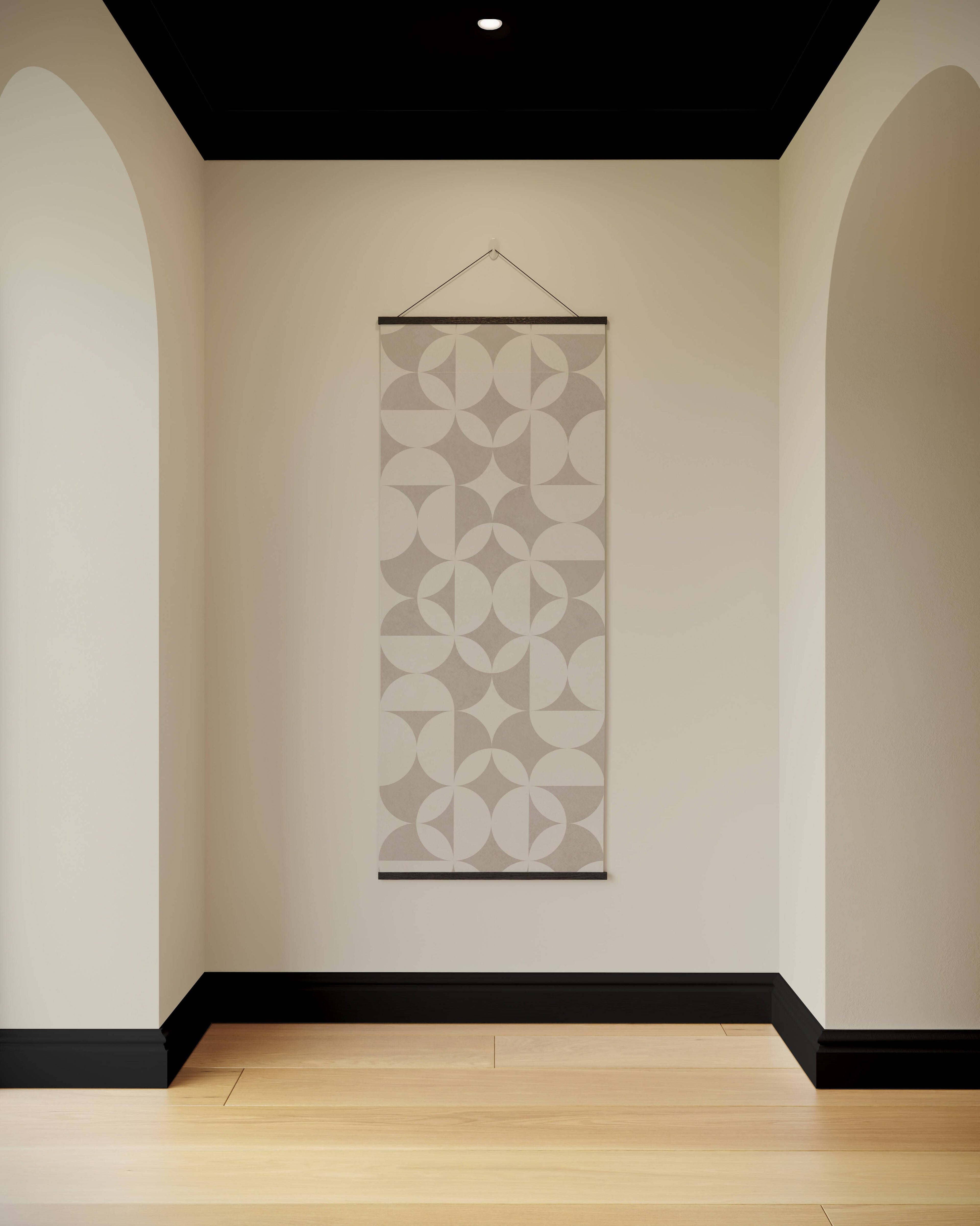 Tapestry Beige / Black Abstract Circle Tapestry