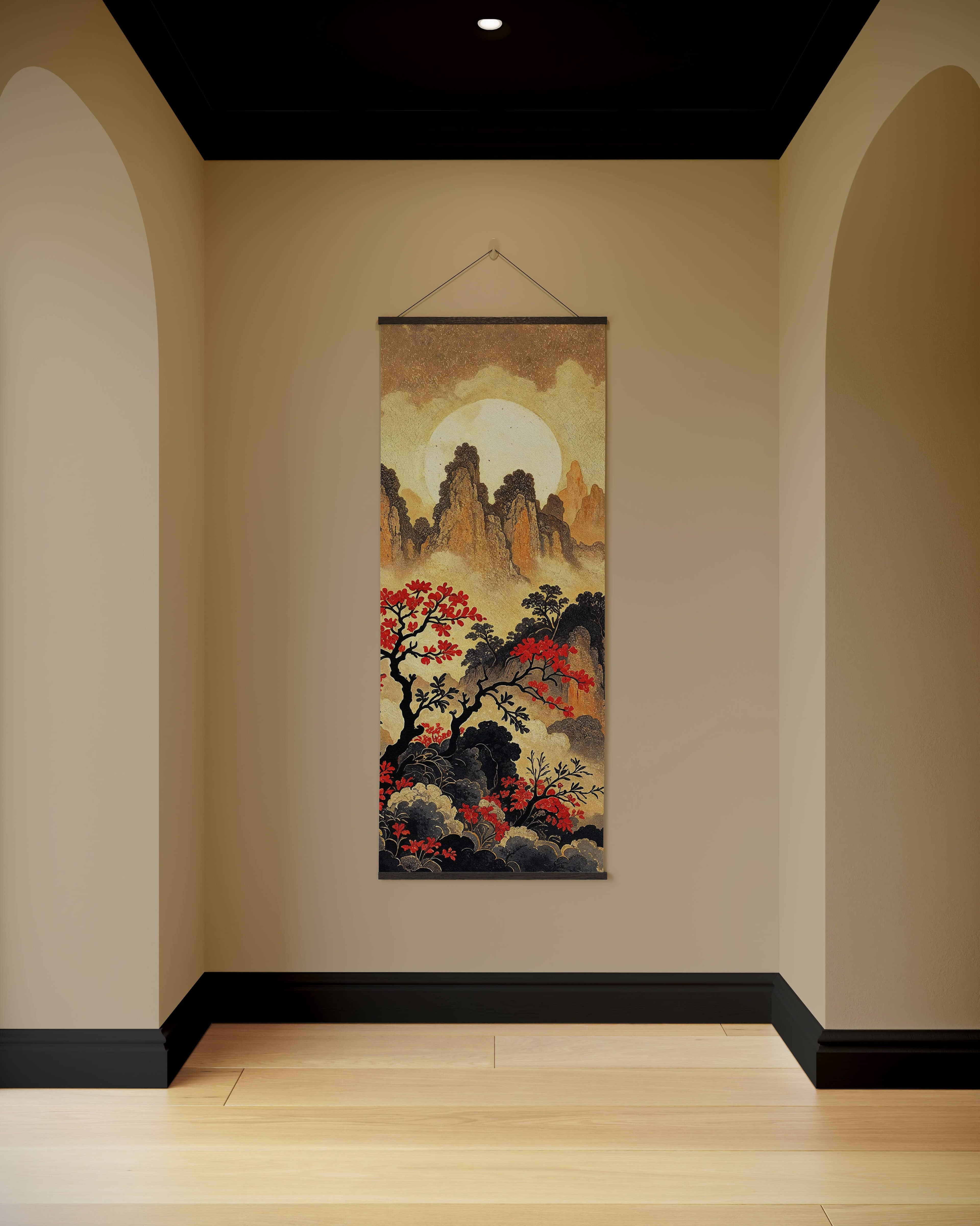 Tapestry Black Asian Mountain Tapestry
