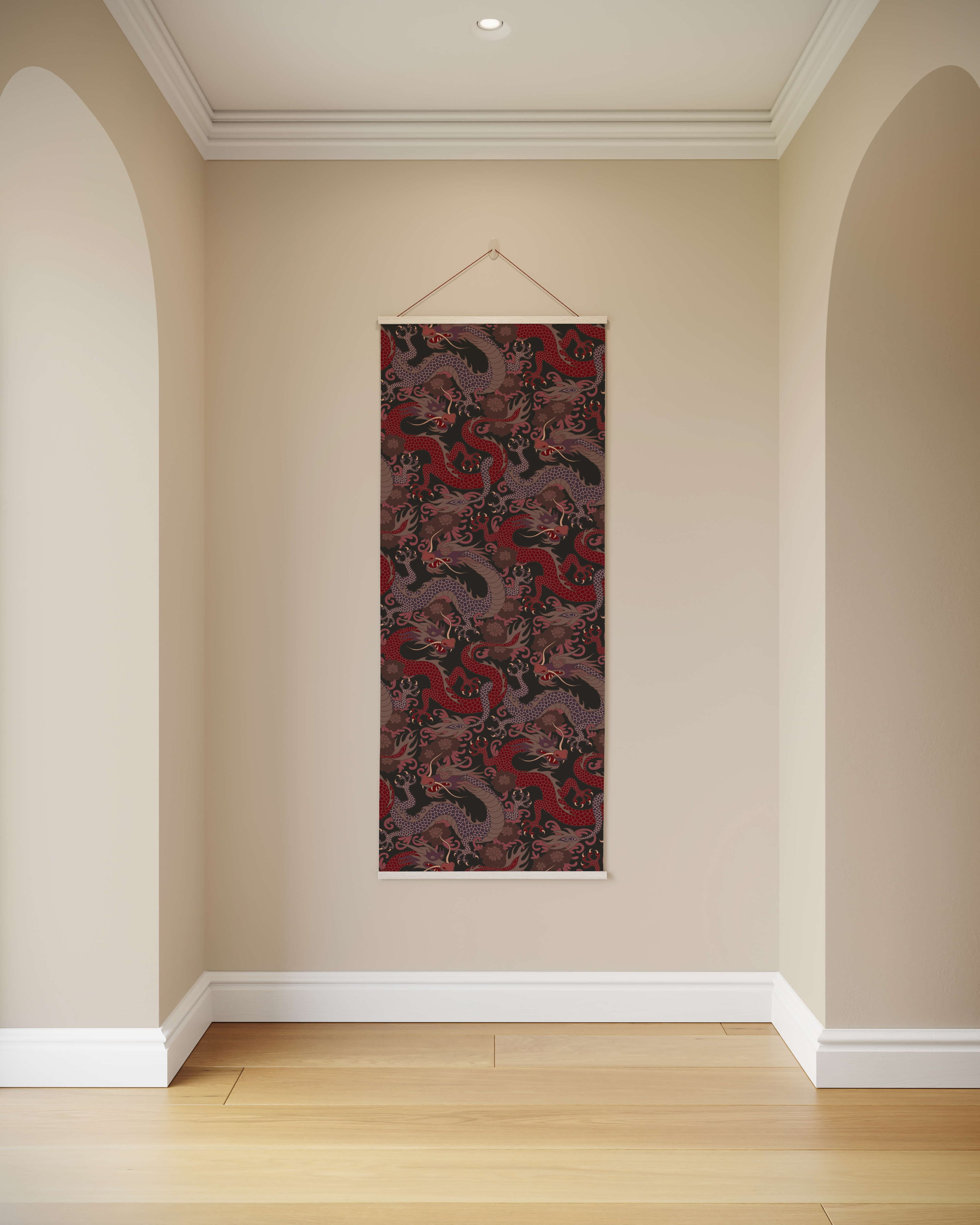 Tapestry Black / Natural Oriental Dragon Tapestry