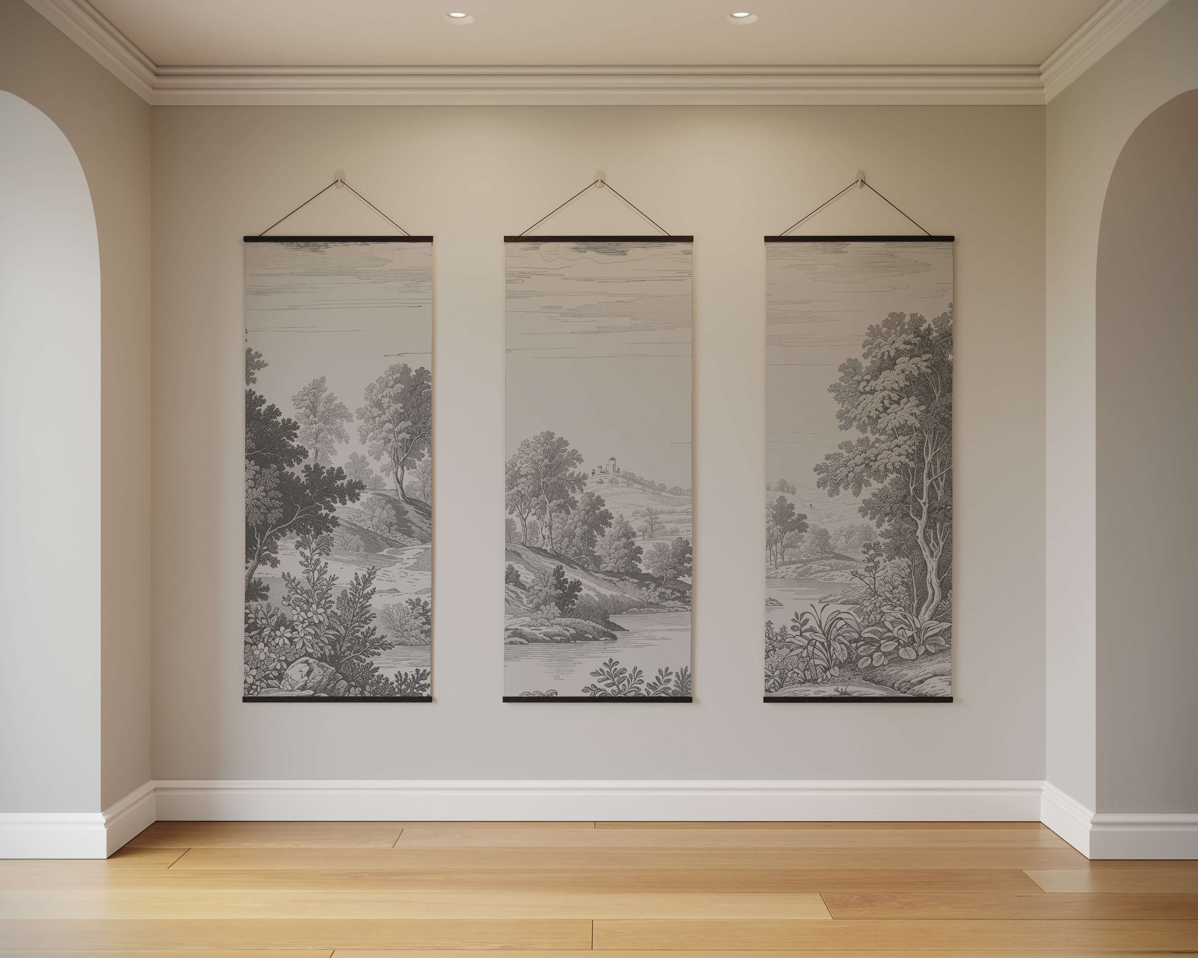 Tapestry Black / Set of 3 Classic Toile De Jouy Tapestry