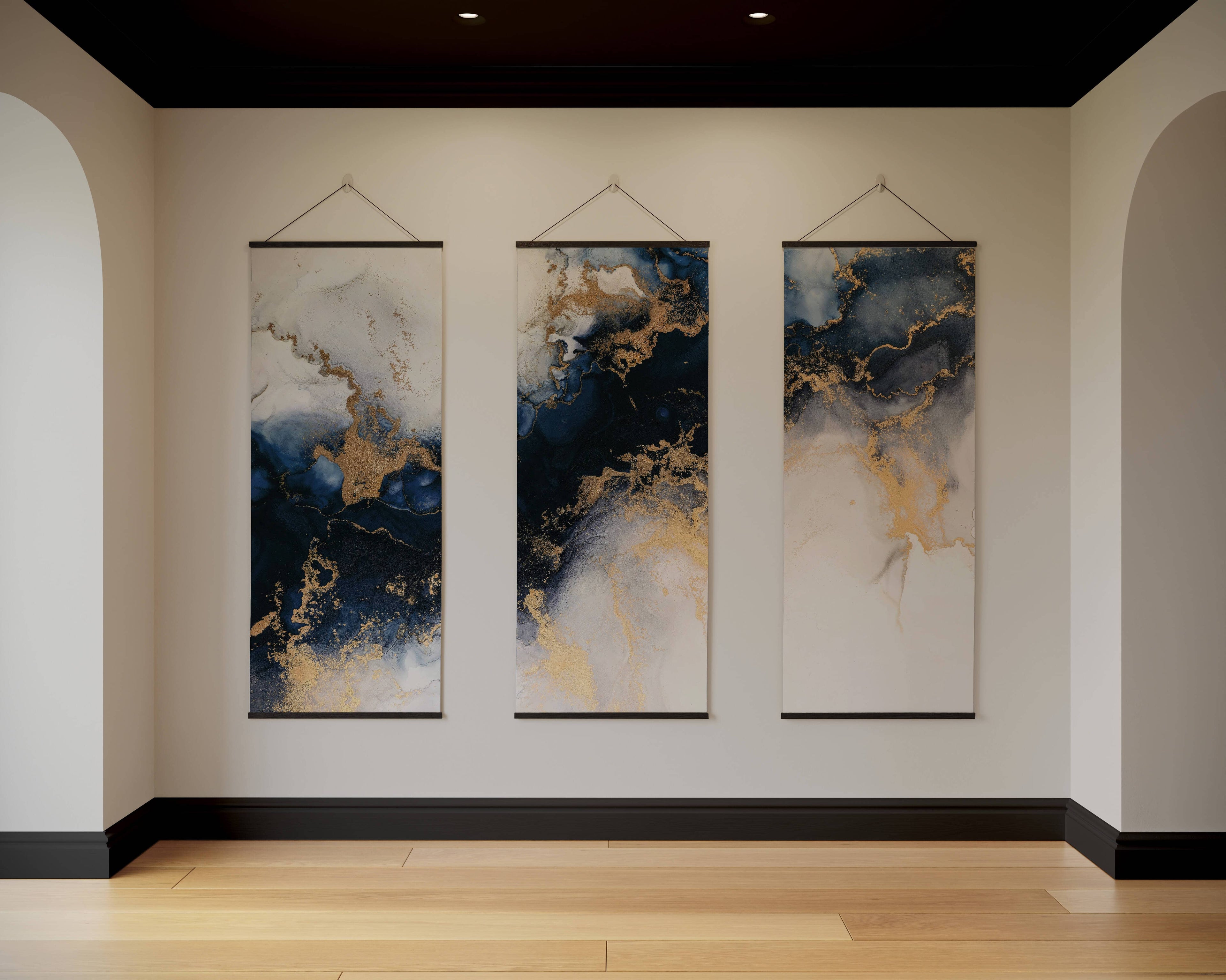 Tapestry Black / Set of 3 Colourful Marble Tapestry