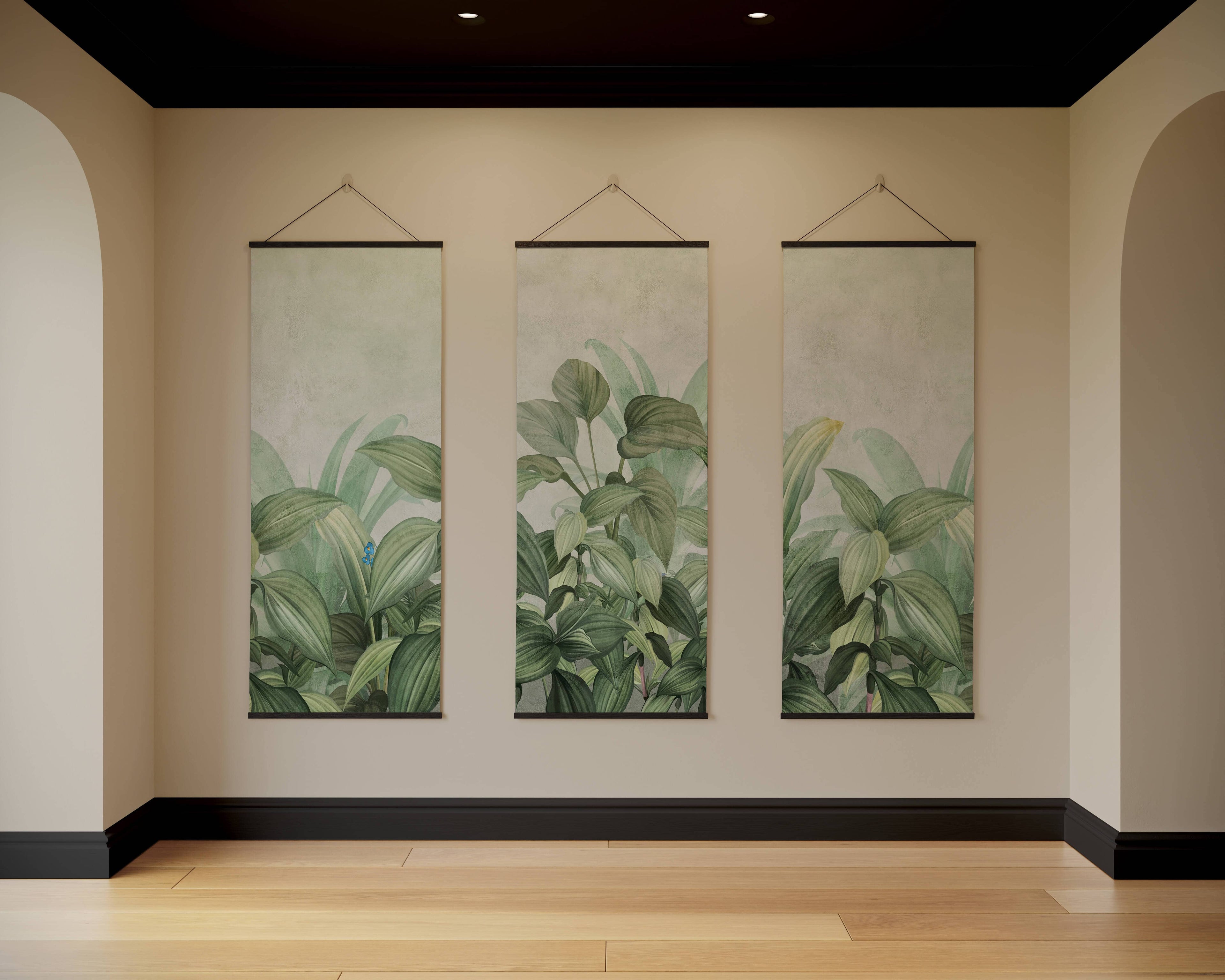 Tapestry Black / Set of 3 Dense Jungle Tapestry