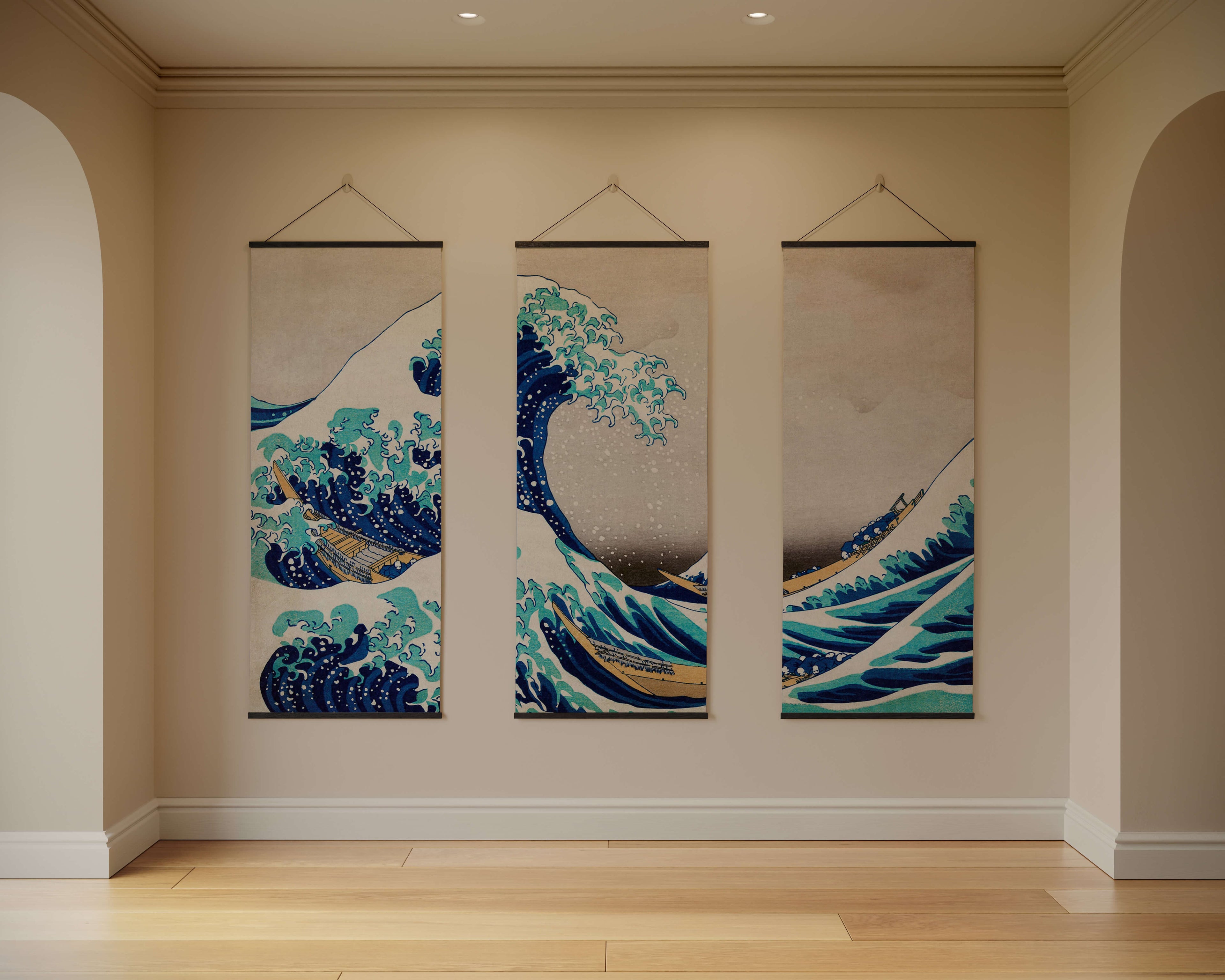 Tapestry Black / Set of 3 Great Wave Off Kanagawa Tapestry