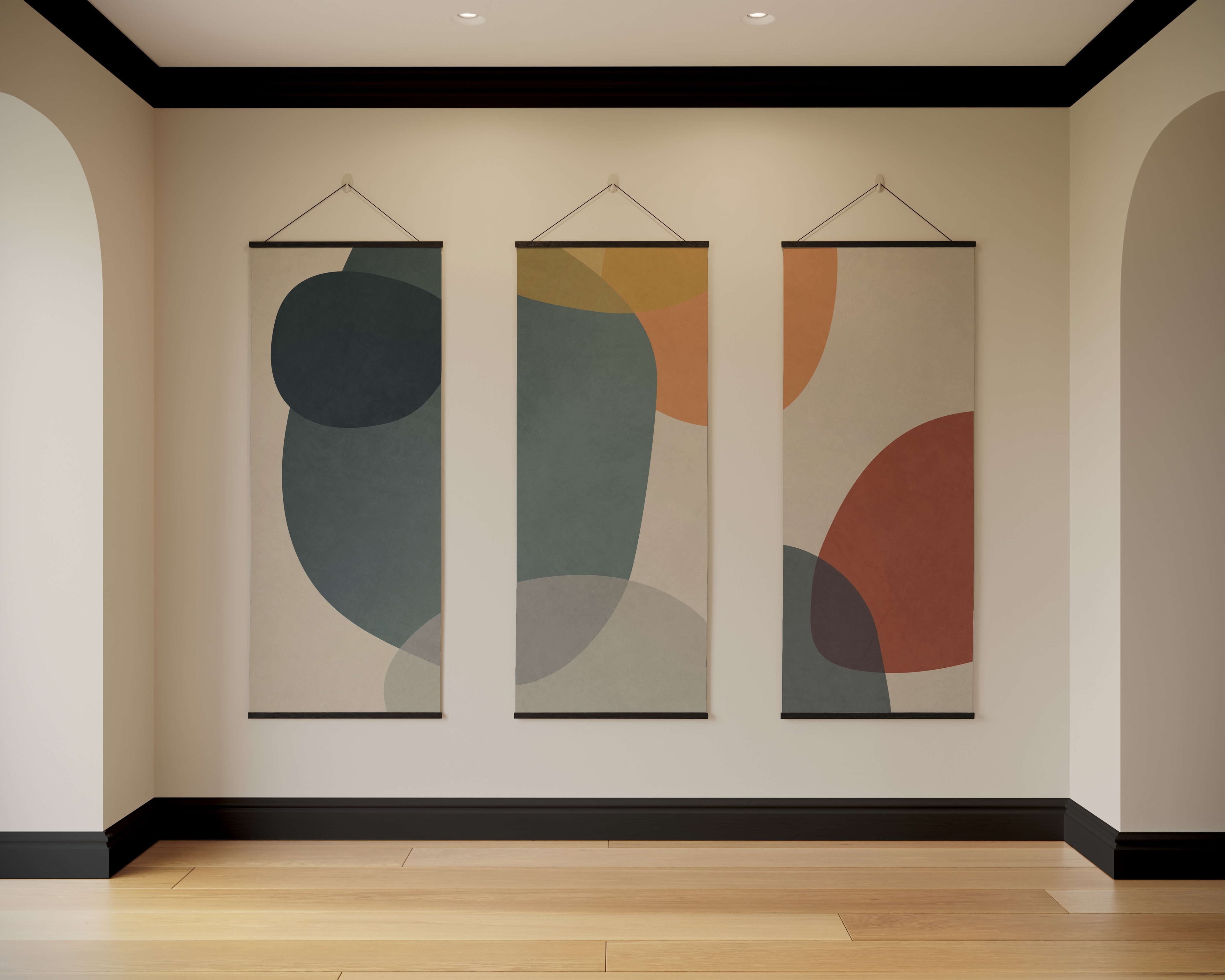 Tapestry Black / Set of 3 Soft Abstract Shapes Tapestry
