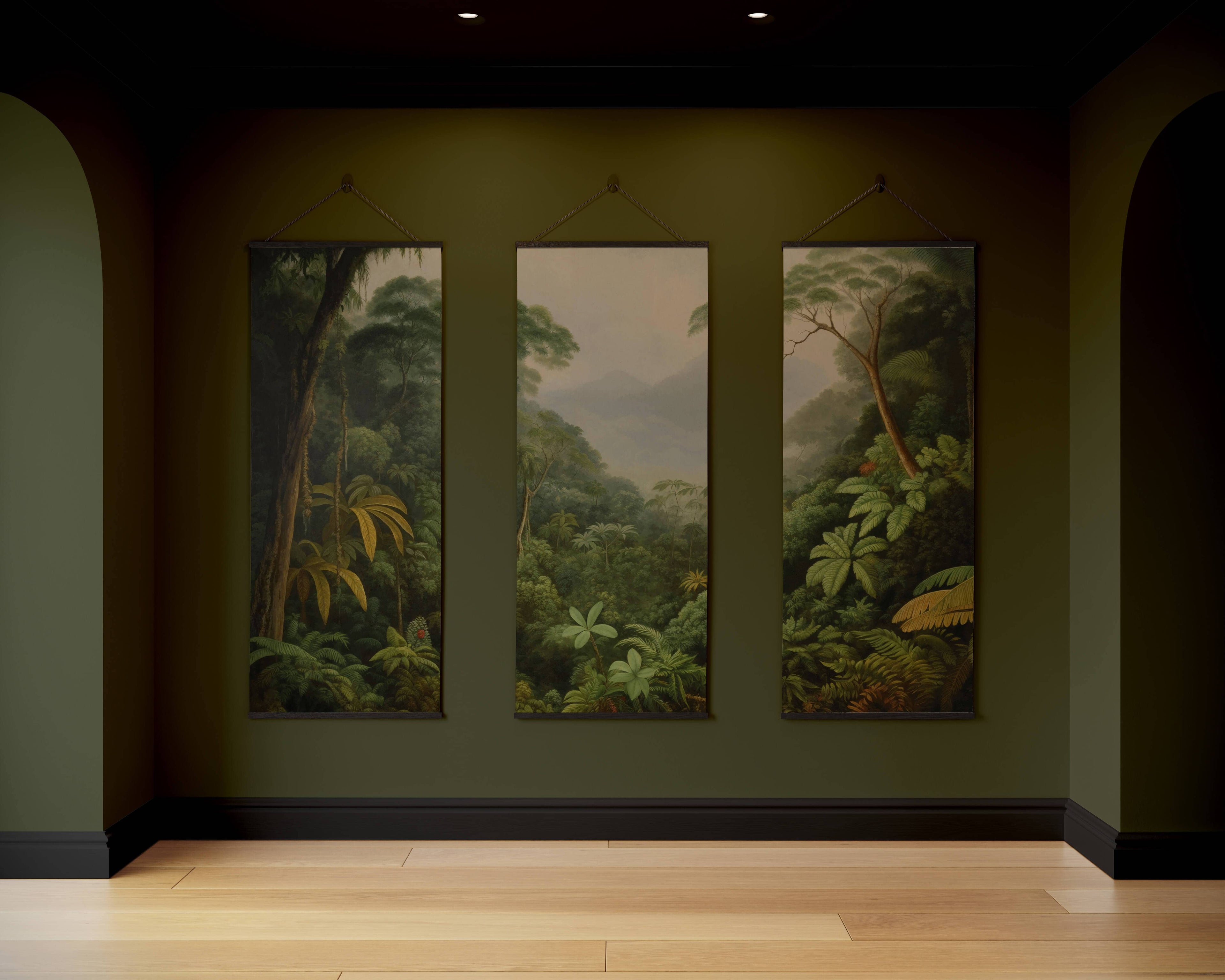 Tapestry Black / Set of 3 Tropical Rainforest Tapestry