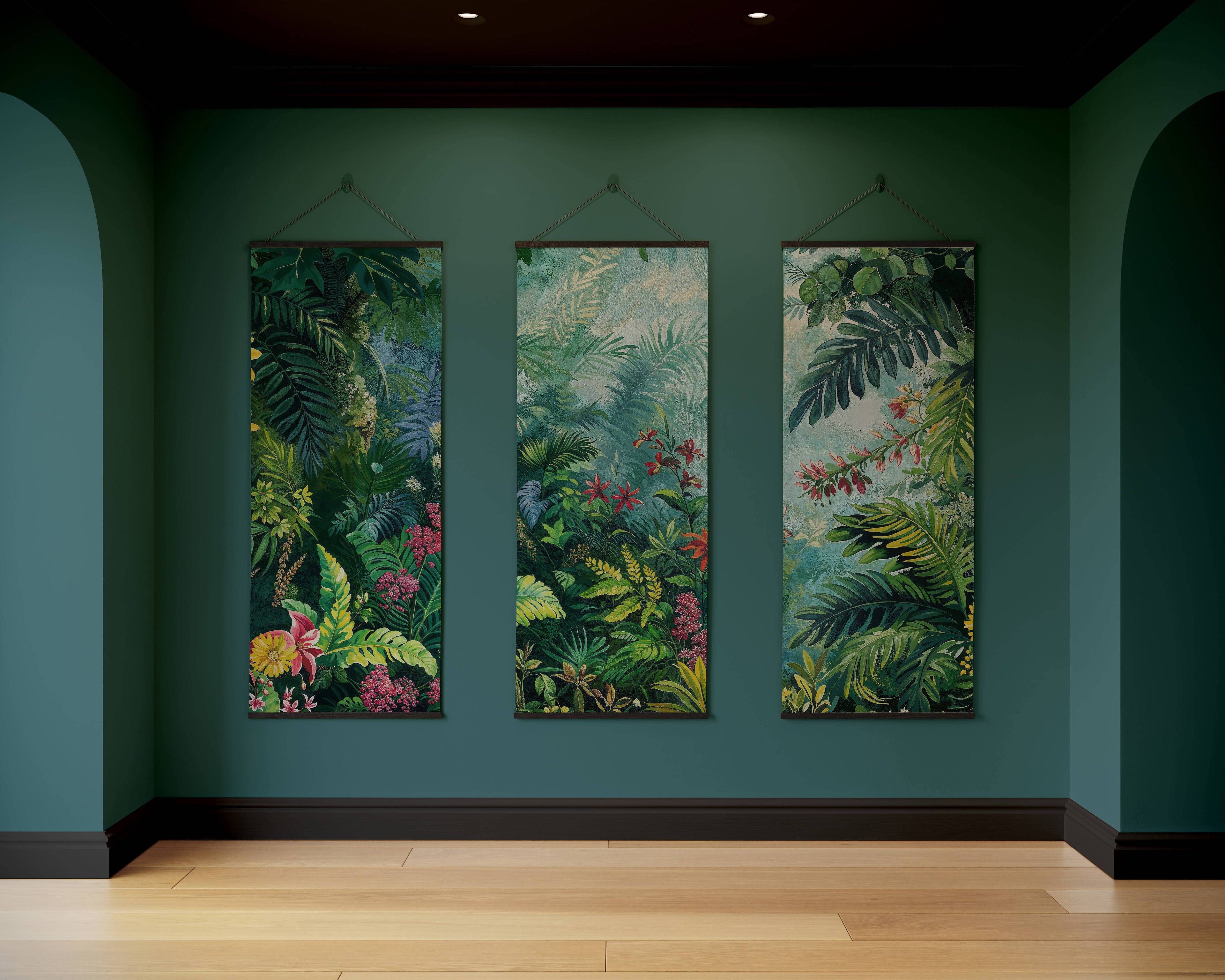 Tapestry Black / Set of 3 Vibrant Jungle Tapestry