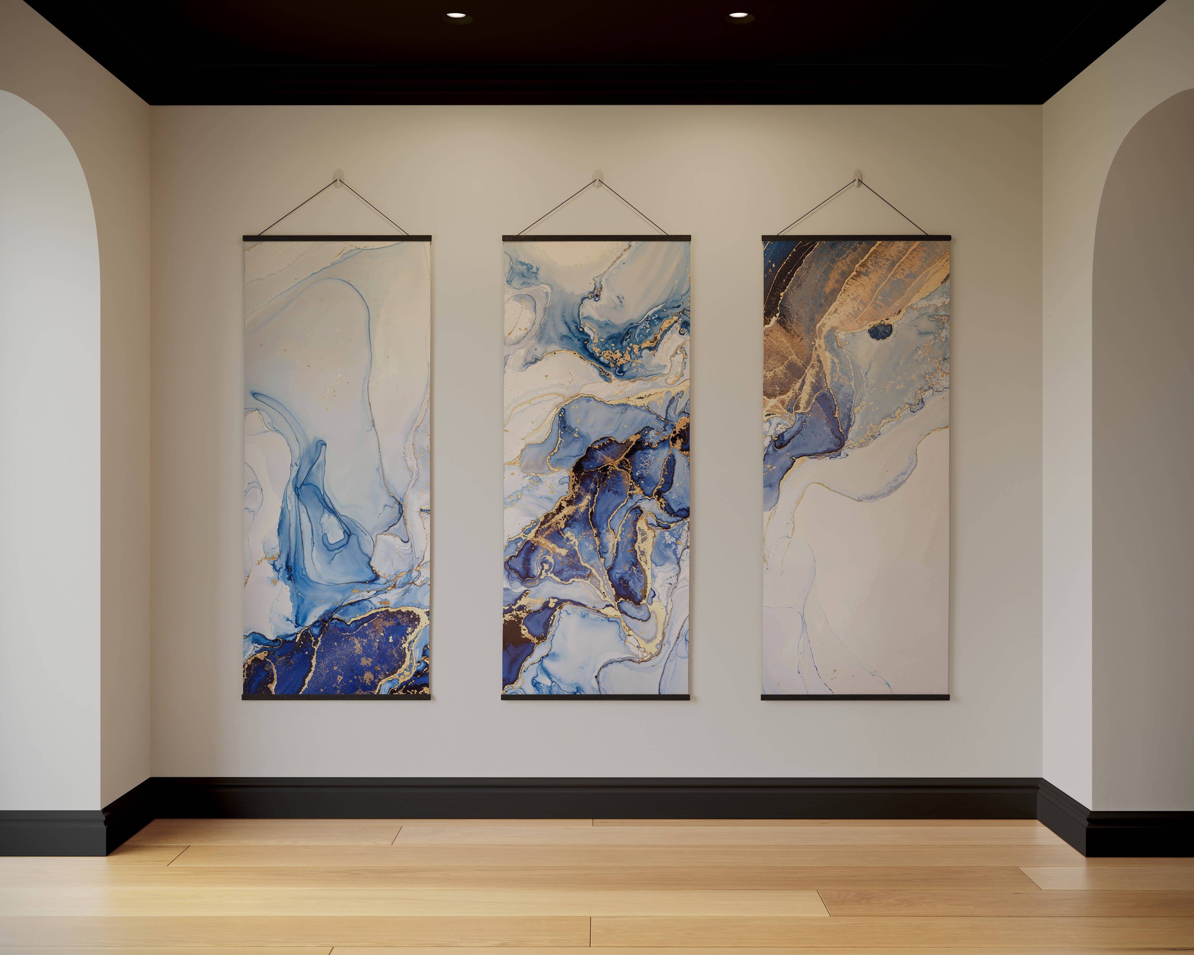 Tapestry Black / Set of 3 Watercolour & Gold Marble Tapestry