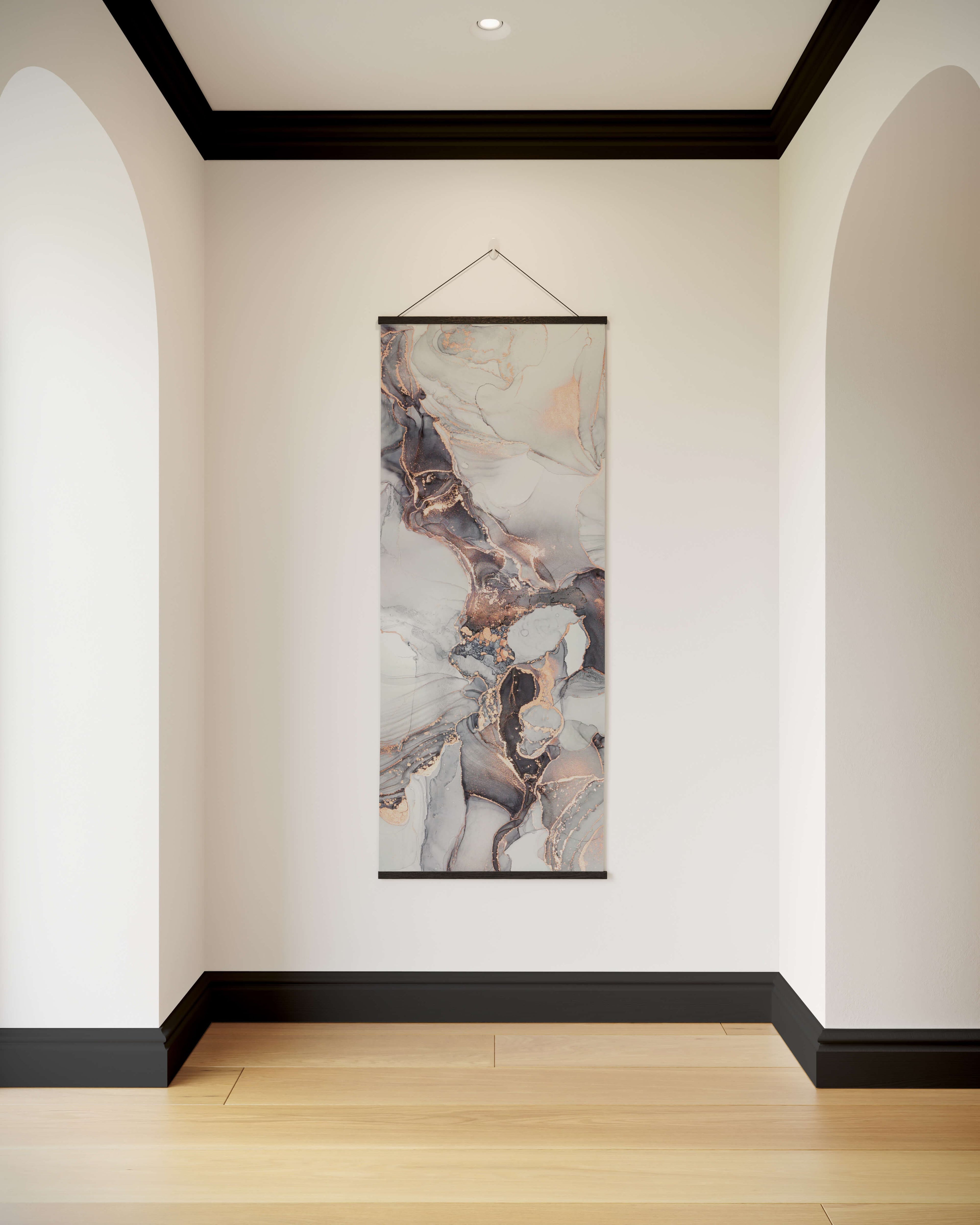 Tapestry Black / Single Rose Gold Marble Watercolour Tapestry