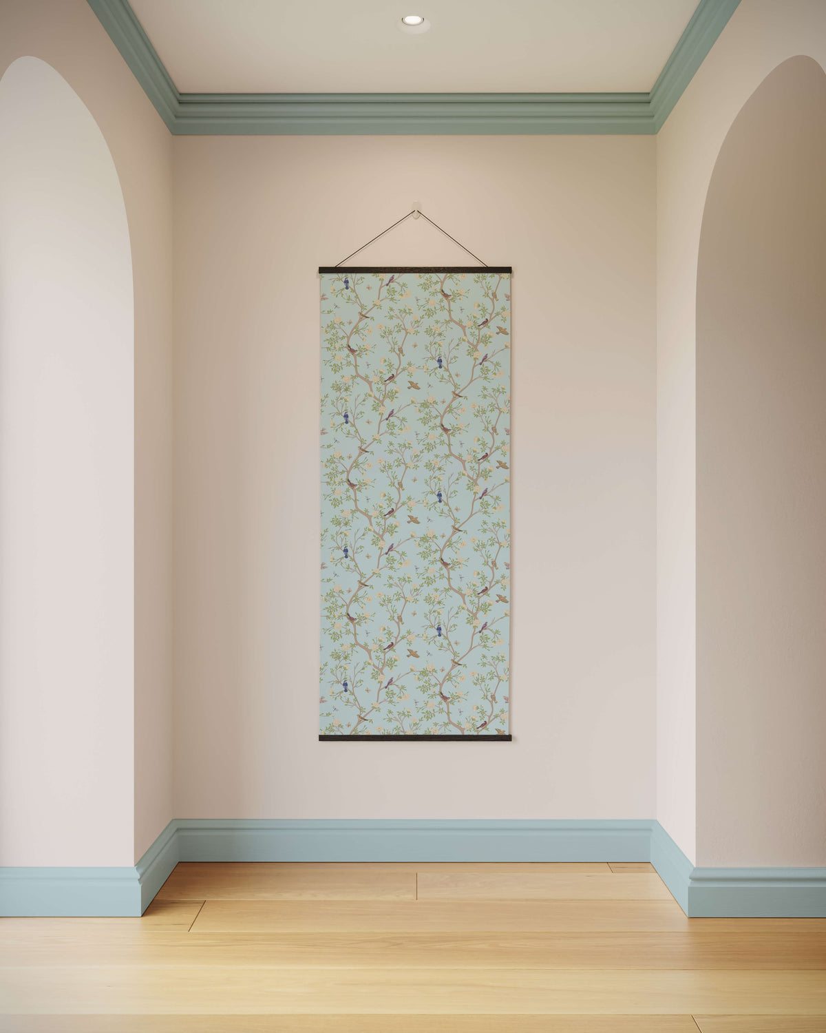 Tapestry Blue / Black Asian Bird Tapestry